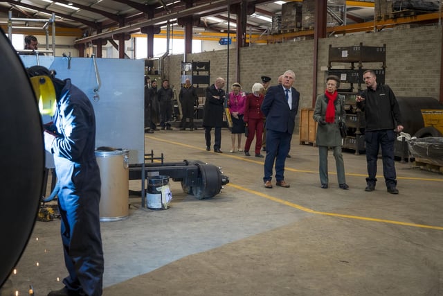 Princess Anne paid a flying visit to Fleming Agri Products in Derry on Thursday when she met staff and apprentices at the Newbuildings facility.