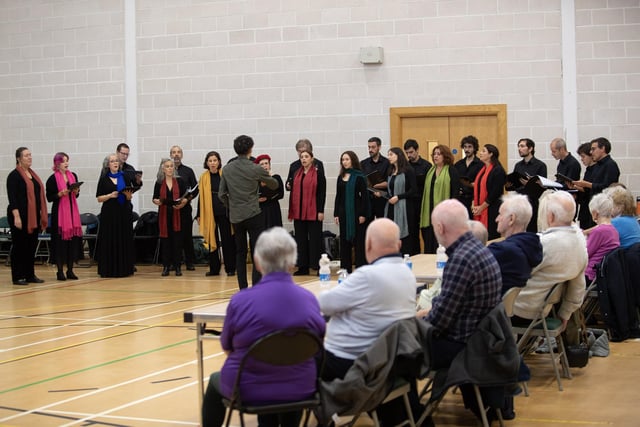 The Chamber Choir of the University of Lisbon, Portugal performing at the International Choral Festival in Creggan on Friday morning.