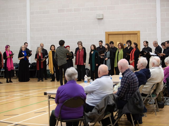 The Chamber Choir of the University of Lisbon, Portugal performing at the International Choral Festival in Creggan on Friday morning.