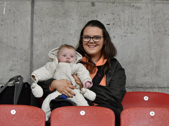 Fans in Celtic Park, on Sunday afternoon, for the Derry Junior Football Championship Final between Doire Trasna and Slaughtmanus. Photo: George Sweeney
