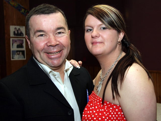 Charles pictured with his daughter Sinead who also celebrates her 20th birthday 0085JML : Parties and celebrations April 2006: Charles Harkin.