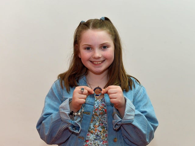 Aoibhne Nic Lochlainn was awarded First placed for Harp Under 12 at the Feis Dhoire Cholmcille on Tuesday at the Millennium Forum. Photo: George Sweeney. DER2315GS – 153