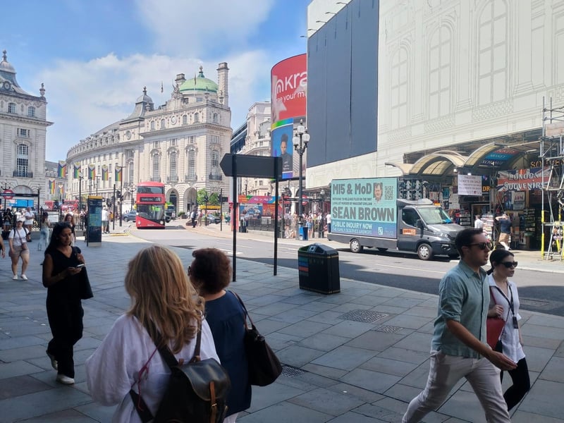 A billboard drawing attention to the Sean Brown campaign has been circulating in central London this week.