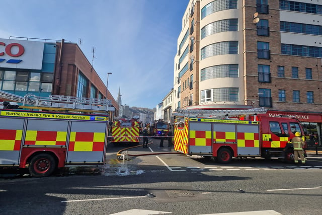 Appliances from Newtownstewart, Maghera, Magherafelt and Dungiven Fire Stations, along with a Command Support Unit from Strabane, joined crews from Northland Road and Crescent Link.