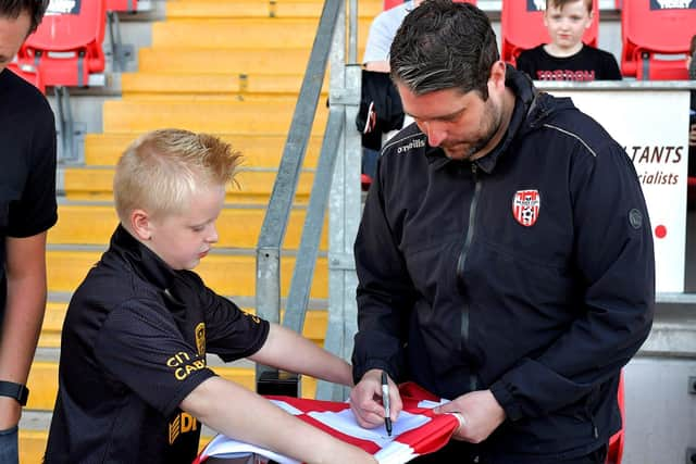 Derry City manager Ruaidhri Higgins hopes to be signing a striker in the July window. Photo: George Sweeney. DER2321GS - 57