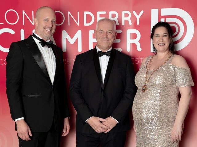 US Consul General James Applegate, John Kelpie, CEO of Derry City and Strabane District Council and Chamber President Selina Horshi.