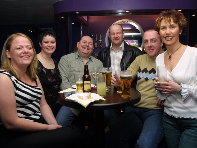 Joyce Concannon, Jackie Boyle, Phillip Canning, Peter Gillen, Paul Concannon and Fionnuala Gillen toast the shamrocks at Tesco's paddy's Day party.  (2103JM08):.