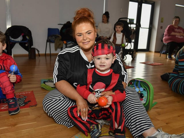 Pictured are young children and relatives at the he Waterside Shared Village cross-community Halloween kids costume party and disco with entertainment from Jo Jingles and Gary McMusic.