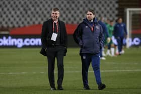 Republic of Ireland head coach Stephen Kenny (left) and his former opposition analyst Ruaidhri Higgins.