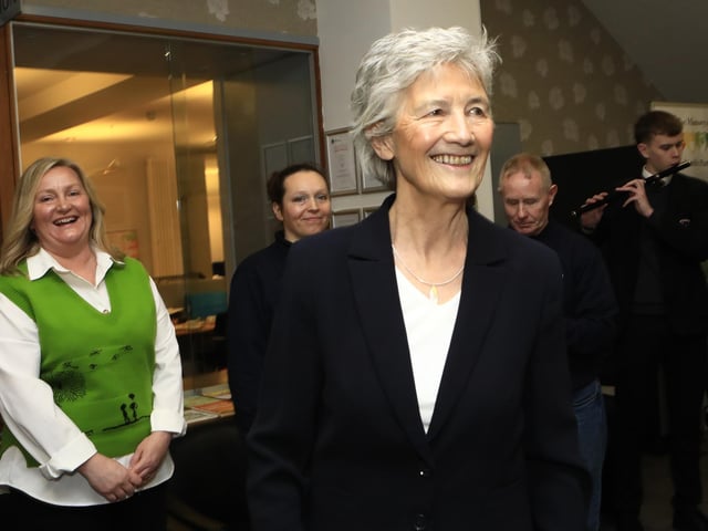 Irish President Catherine Connolly on her arrival at St. Columb’s Park House to meet with YouthAction NI, on Friday. (Photo - Tom Heaney, nwpresspics)