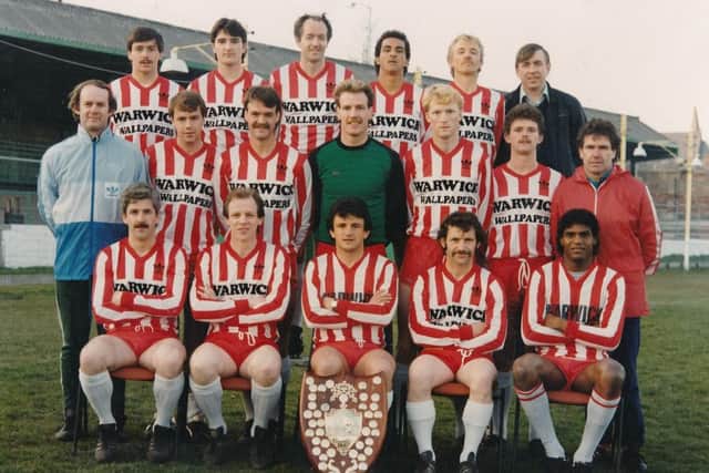 Declan McDowell, seated second from left, with his Derry City teammates.