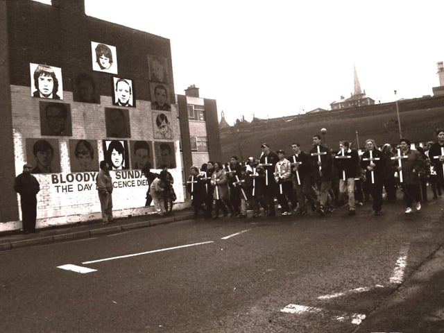 Scenes from the Bloody Sunday commemorative events in Derry in January 1996.