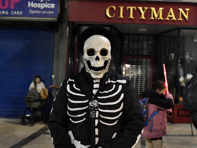 Reveller in costume at the Halloween festivities on Friday evening.  Photo: George Sweeney