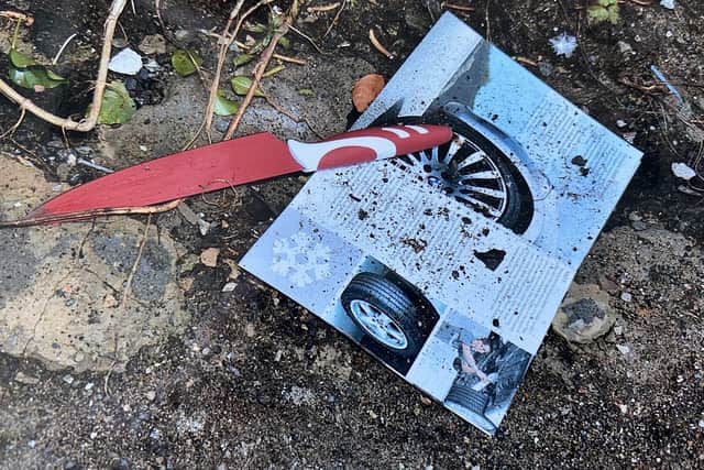 A knife found at the scene.
