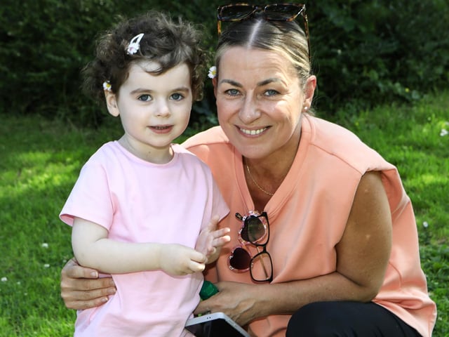 Donna Anderson with her granddaughter Mia enjoying the sunshine in Brooke Park. (Photo - Tom Heaney, nwpresspics)