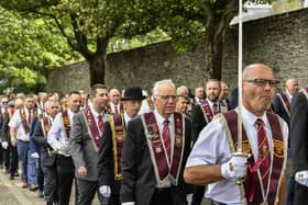 ABOD parade on Derry’s Walls on Saturday morning.  Photo: George Sweeney