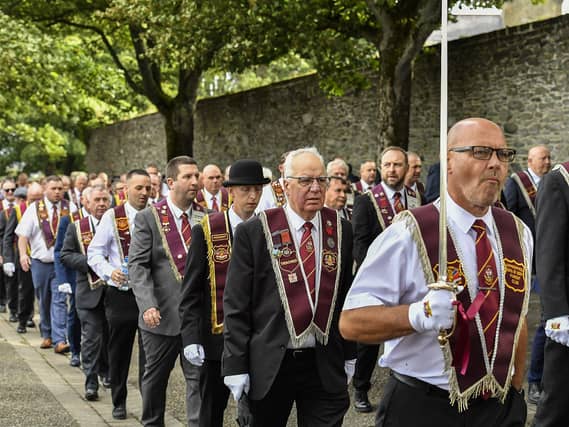 ABOD parade on Derry’s Walls on Saturday morning. Photo: George Sweeney