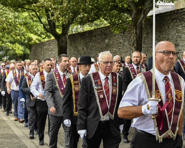 ABOD parade on Derry’s Walls on Saturday morning.  Photo: George Sweeney