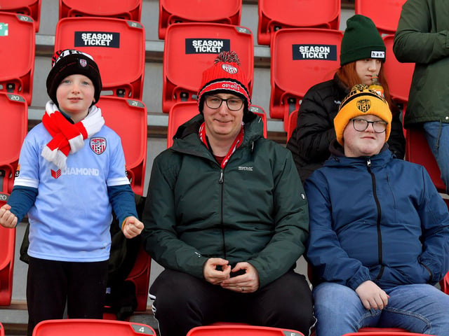 Fans at Brandywell Stadium for the Derry City v Bohemian game on Monday evening. Photo: George Sweeney. DER2315GS – 109