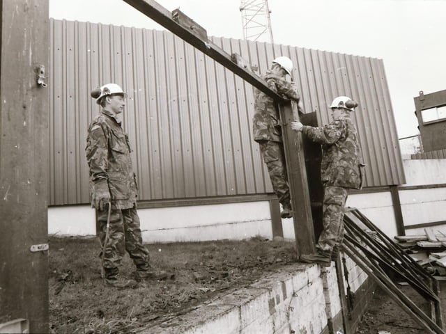 Rosemount British Army tower being dismantled and Coshquin checkpoint demolished in 1995.