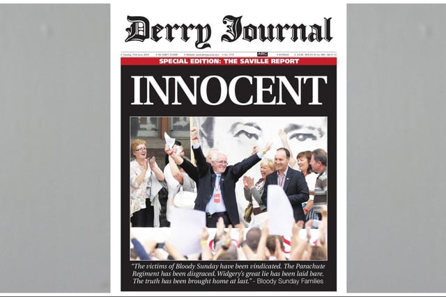 Derry Journal front page after the Saville Inquiry published its findings in June 2010.