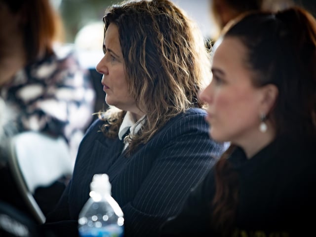 Event organiser Linda McKinney, manager, Gasyard Development Trust, listening intently during Tuesday's panel discussion.