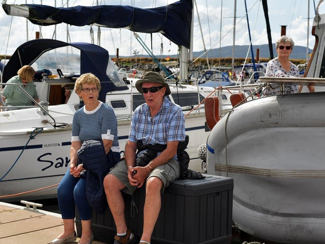 Some of the visitors to the Fahan Marina on Sunday afternoon for the blessing of the boats. Photo: George Sweeney. DER2326GS - 13