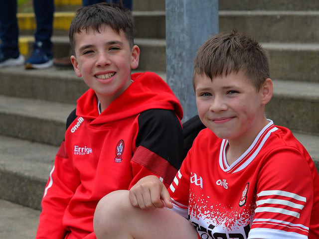 Young fans at Derry’s game against Armagh on Sunday. Photo: George Sweeney