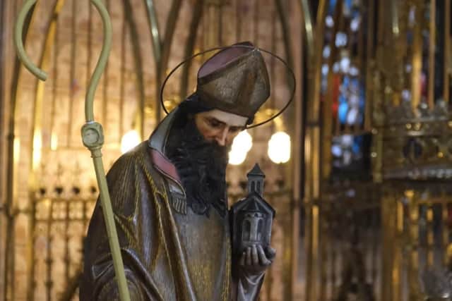 Statue of Ireland's patron saint in St Patrick's Cathedral New York.