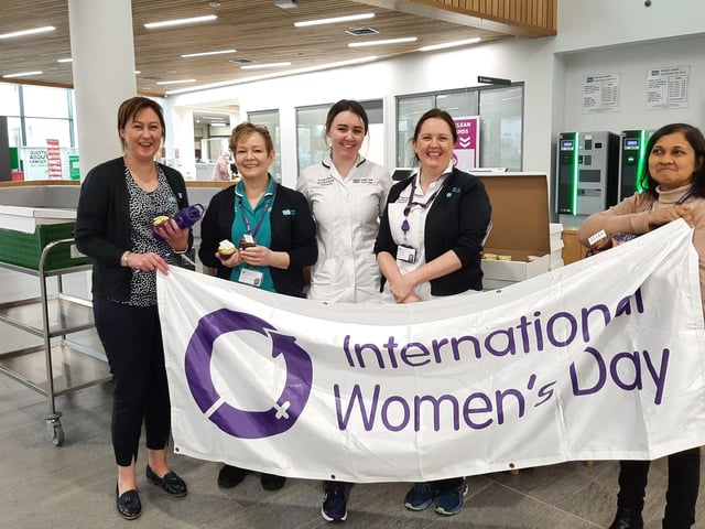 Health service workers celebrating International Women's Day at the Western Trust