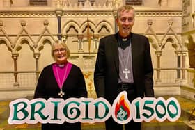 Bishop Pat Storey, Church of Ireland Bishop of Kildare and Meath, and Bishop Denis Nulty, Catholic Bishop of Kildare and Leighlin look forward to the Brigid 1500 service in Saint Brigid’s Cathedral, Kildare.