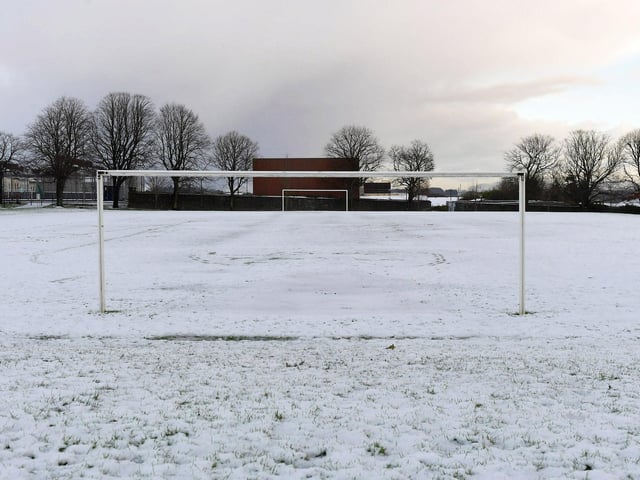 A light covering of snow in Brooke Park on Tuesday morning. Photo: George Sweeney