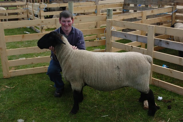 James McGonigle, Knockameaney, pictured with his Suffol Ewe who was named Reserve Champion at Clonmany Show. (0508A41) : Clonmany Festival, Vintage Show, Agricultural Show and Raft Race in August 2005.