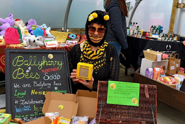 Katie Fitzpatrick, owner of Ballyharry Bees Homemade Soap, at the Mullan Hope Centre’s Spooky Halloween Markets, in Moville, on Sunday evening last.  Photo: George Sweeney.  DER2244GS – 053