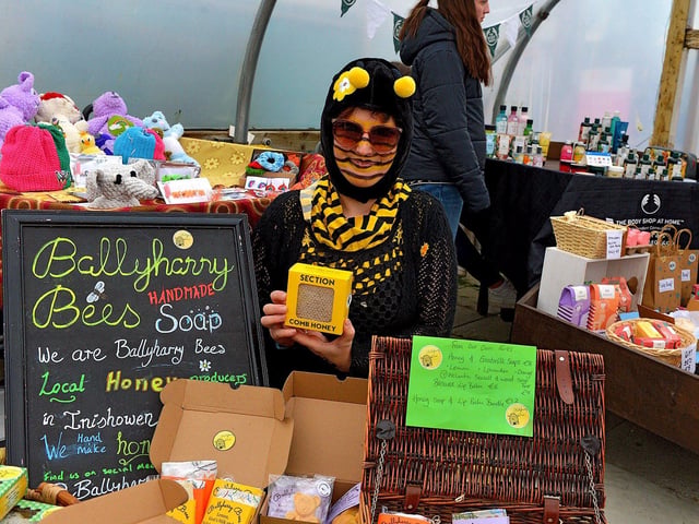 Katie Fitzpatrick, owner of Ballyharry Bees Homemade Soap, at the Mullan Hope Centre’s Spooky Halloween Markets, in Moville, on Sunday evening last. Photo: George Sweeney. DER2244GS – 053