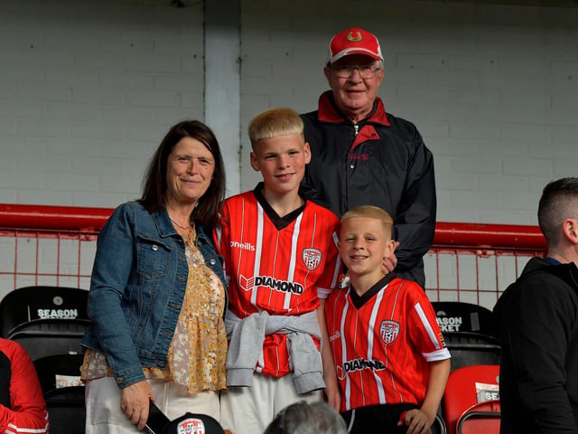 Derry City fans at the game against Sligo Rovers on Friday evening. Photo: George Sweeney. DER2327GS – 057
