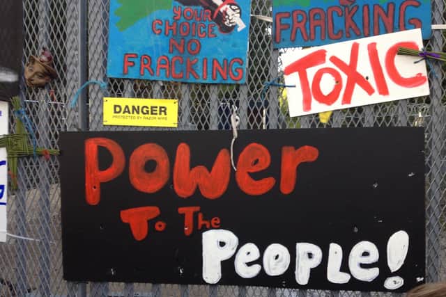 Anti-fracking posters.