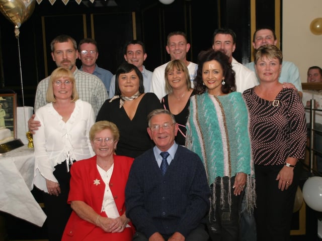 Mr and Mrs McMonagle celebrating 50 years of marriage with their family.