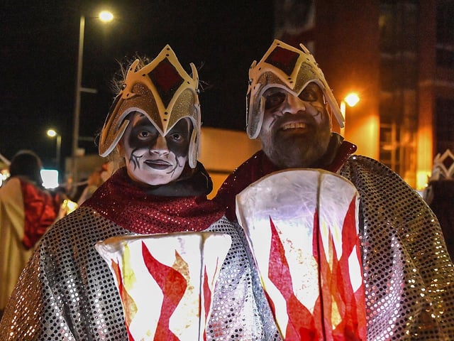 Participants the ‘City of the Bones’ Halloween carnival parade on Friday evening. Photo: George Sweeney