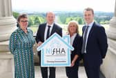 Minister Gordon Lyons and Foyle MLA Ciara Ferguson with NIFHA representatives at the launch.