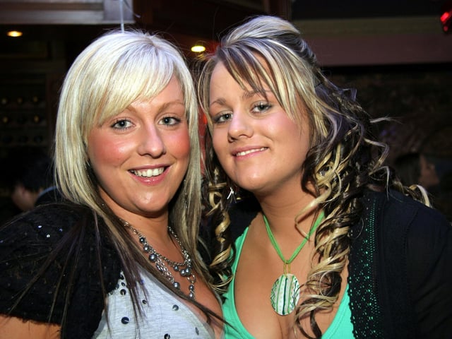 Sarah smiles for the camera with her sister Carleen as she celebrates her birthday 0044JML : Parties and nights out in Derry and Donegal in February 2006.