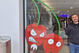Peter Crossan outside Angry Cherry in Foyleside.