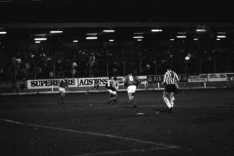 A large crowd attended the mid-season friendly between Derry City and Everton in February 1992.