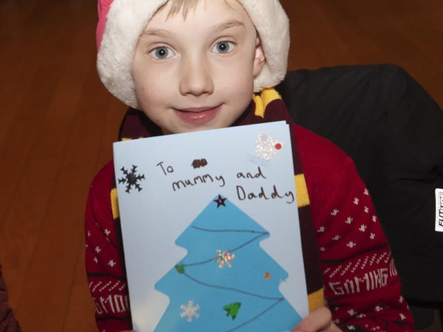A Christmas card for mummy and daddy made during Saturday’s ‘Mayor’s Magical Christmas Experience’ arts and crafts workshop at the Guildhall.:.