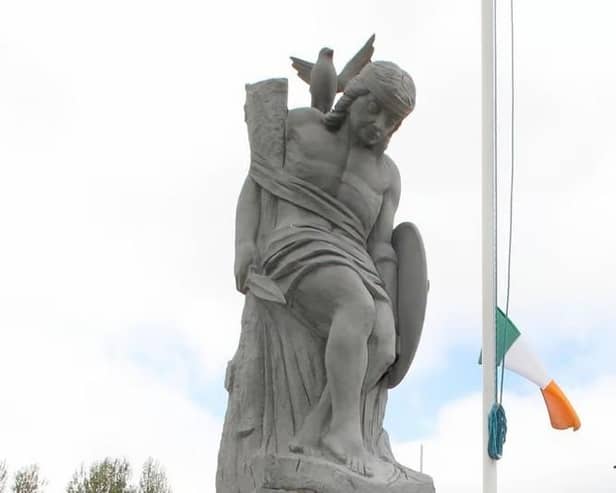 The Cú Chulainn monument in Derry City Cemetery