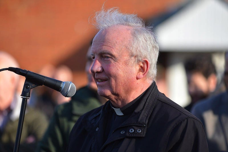 The Rev Dr Donal McKeown, Bishop of Derry, speaking at the Annual Bloody Sunday Remembrance Service held at the monument in Rossville Street on Sunday morning. Photo: George Sweeney. DER2306GS – 13