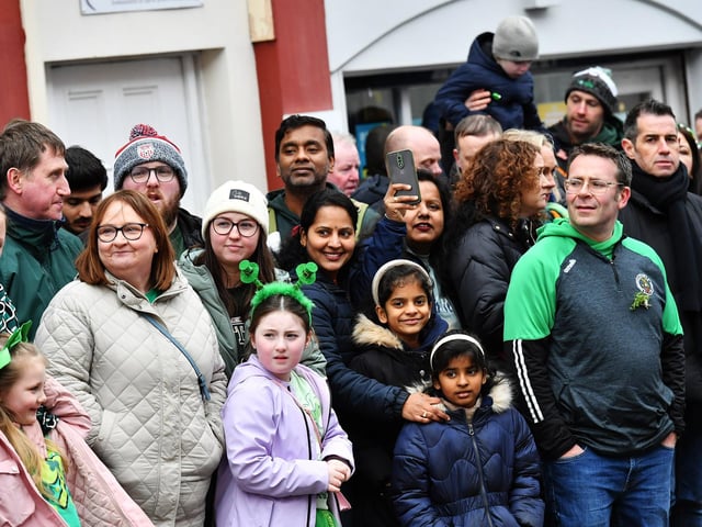 Revellers at the St Patrick’s Day parade, in Derry, on Monday afternoon. Photo: George Sweeney