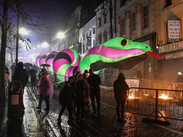 Revellers converge on Derry’s city centre on Tuesday evening for the opening of the 2025 Halloween festivities.  Photo: George Sweeney