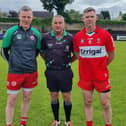 Tyrone captain captain Conor Gormley and Derry captain Brian Mullan at O'Cahan Park on Saturday.