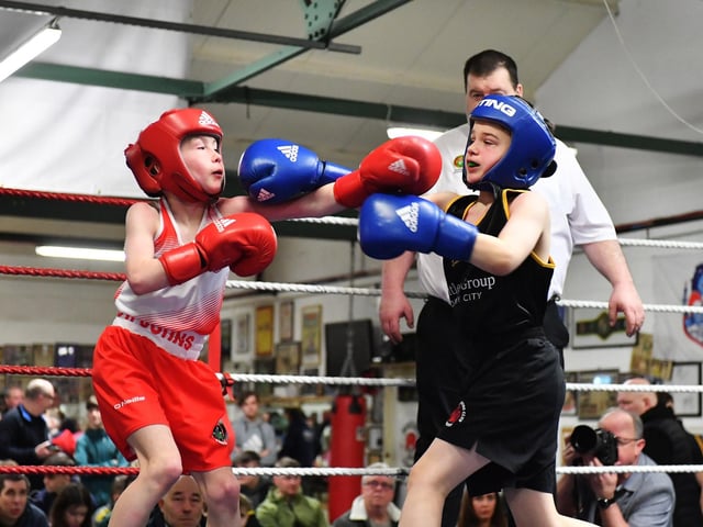 Sean Logue, Oakleaf  v Pauric Glasgow, St Johns. Photograph: George Sweeney
